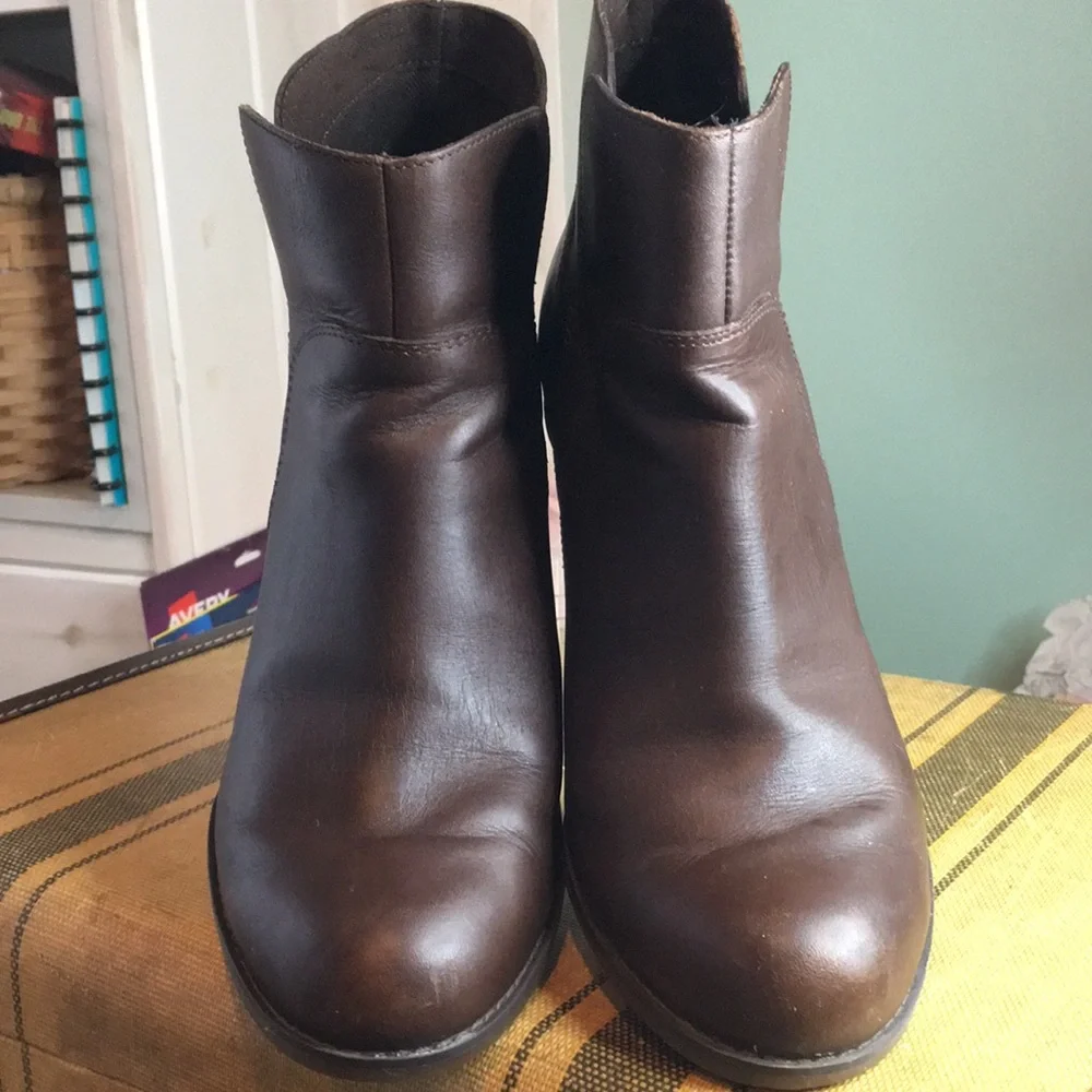 Timberland womens leather dress boots stacked heel sz 10.